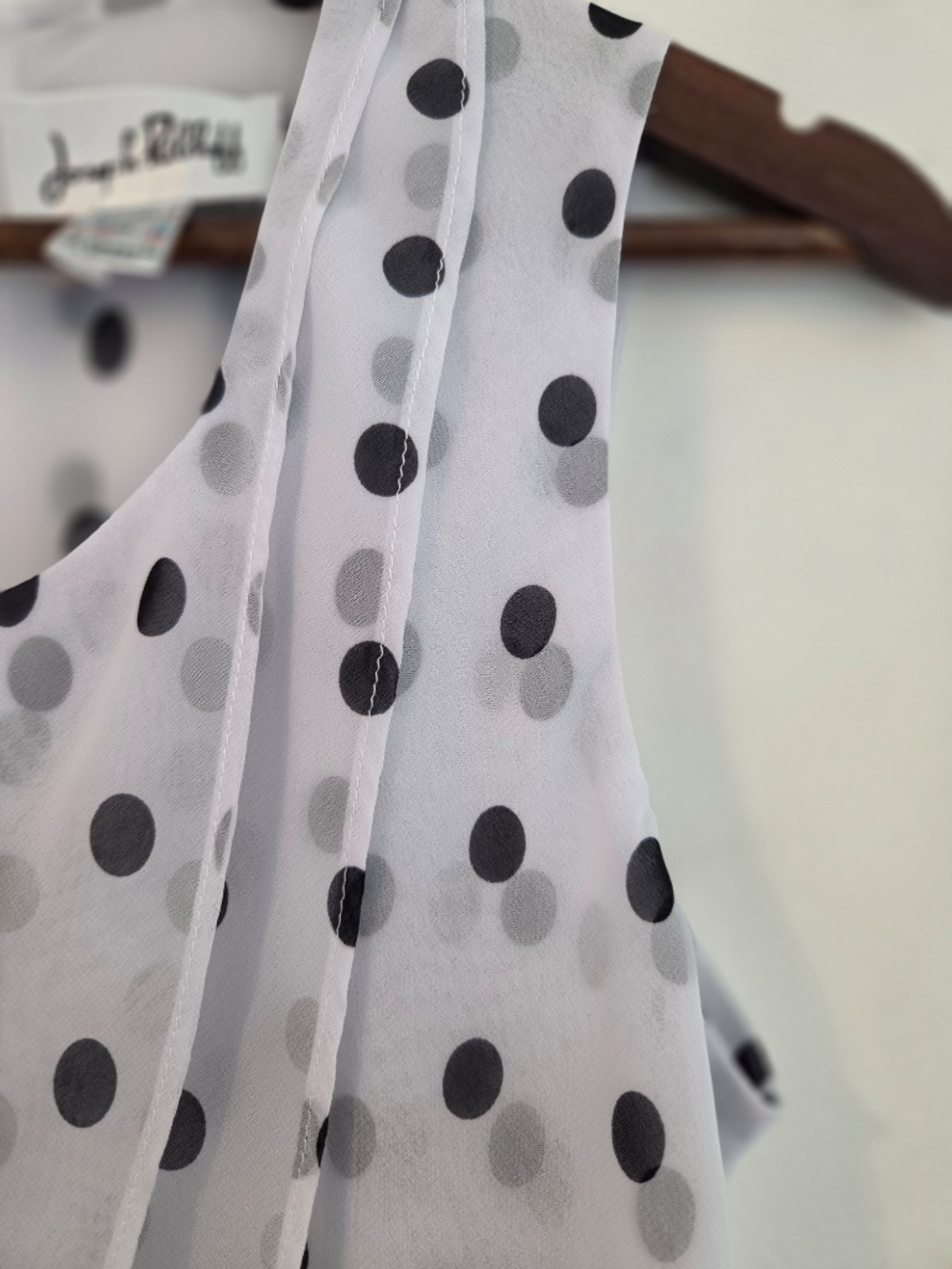 Joseph Ribkoff tank top polkadot 8 black/white tiers sleeveless wedding guest - Picture 5 of 8